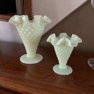 Fenton Hobnail Trumpet Vases